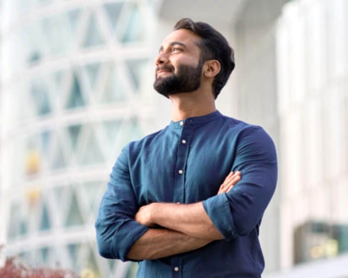 A man looking upwards towards better job opportunities