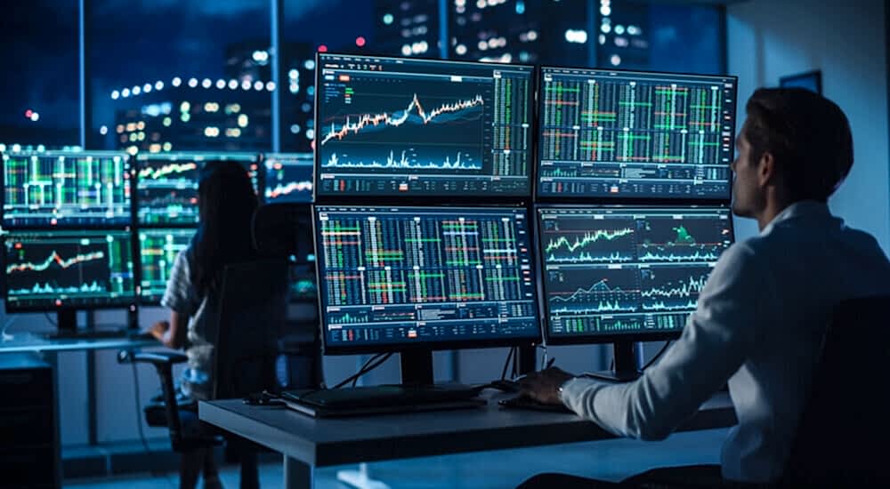 The image features a professional engaging with advanced data analytics, symbolized by a glowing graphical interface of interconnected data points and icons. This visualizes the capabilities of Prima Consulting's Delta IFRS 17 Software's data analytics module. Delta's module enables in-depth analysis of real-time business data, providing management with the tools to derive valuable insights quickly. This allows for swift, well-informed decision-making, helping businesses maintain a competitive edge and stay ahead in today's dynamic market landscape.